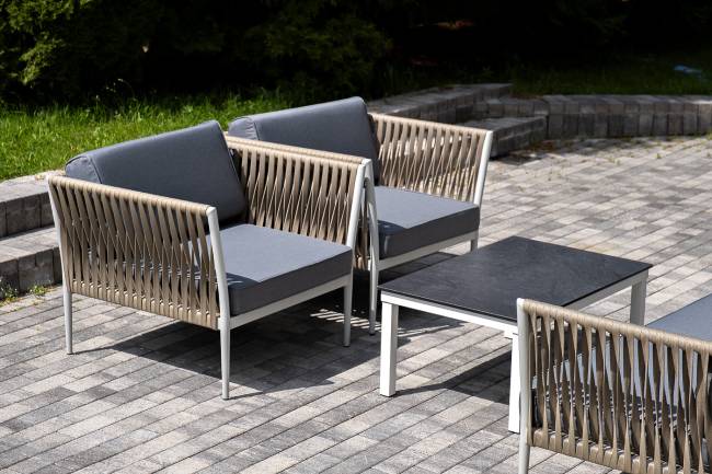 "Касабланка" лаунж-зона плетеная из роупа 5-местная, цвет серый "Касабланка" лаунж-зона плетеная из роупа 5-местная, цвет серый