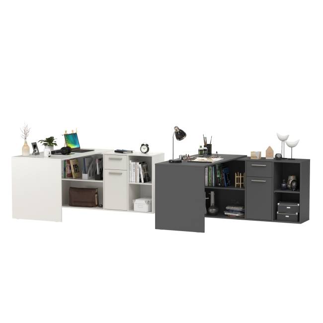 Два письменных стола-трансформера Лайт 03.245 цвет белый шагрень/тёмно-серый