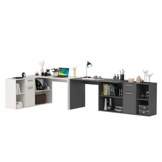 Два письменных стола-трансформера Лайт 03.245 цвет белый шагрень/тёмно-серый