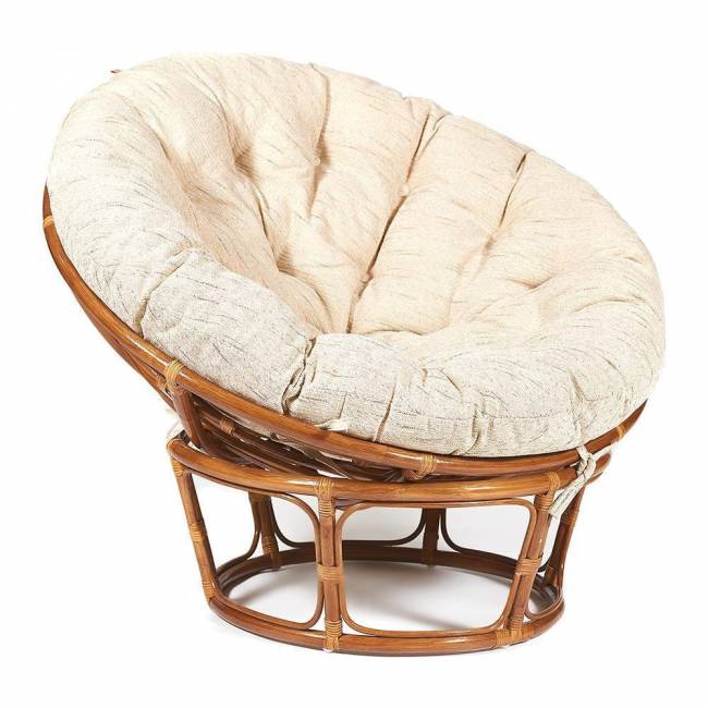 Кресло PAPASAN/ПАПАСАН 23/01 W  /с подушкой/ диаметр подушки 129 см, 115х101х104 см, Pecan (орех), ткань Старт Pecan (орех)
