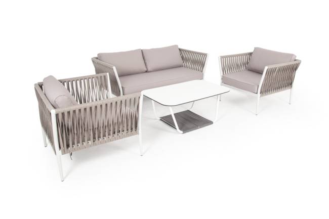 "Касабланка" лаунж-зона плетеная из роупа 4-местная, цвет серо-коричневый "Касабланка" лаунж-зона плетеная из роупа 4-местная, цвет серо-коричневый