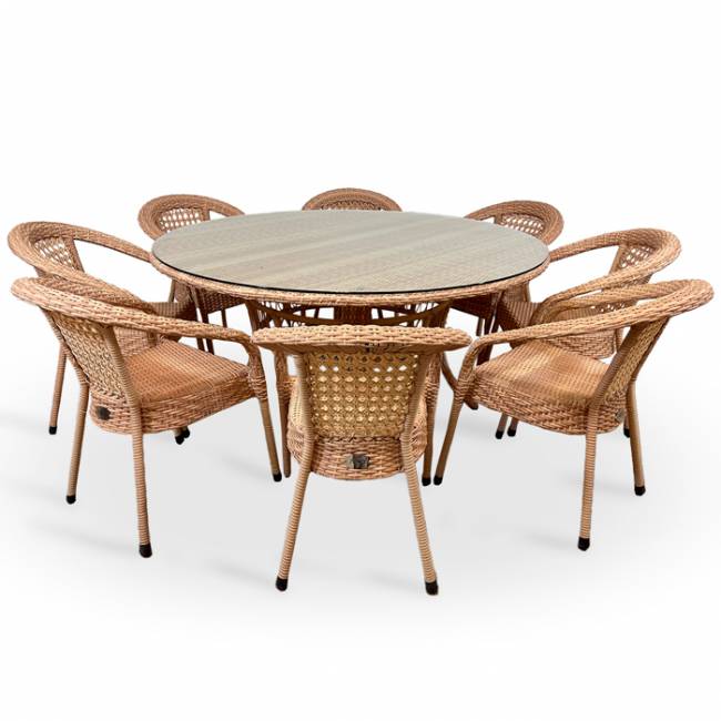 Комплект мебели из искусственного ротанга DECO 8 с круглым столом, латте