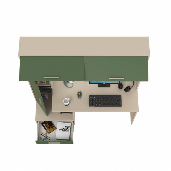 Стол письменный Лайт 03.243Н цвет сатин/дымчатый зелёный