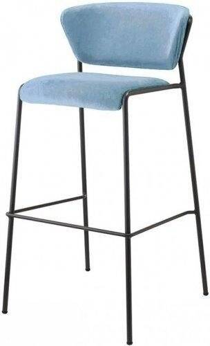 Стул барный с обивкой Lisa антрацит, голубой 500х500х990 мм Стул барный с обивкой Lisa антрацит, голубой 500х500х990 мм