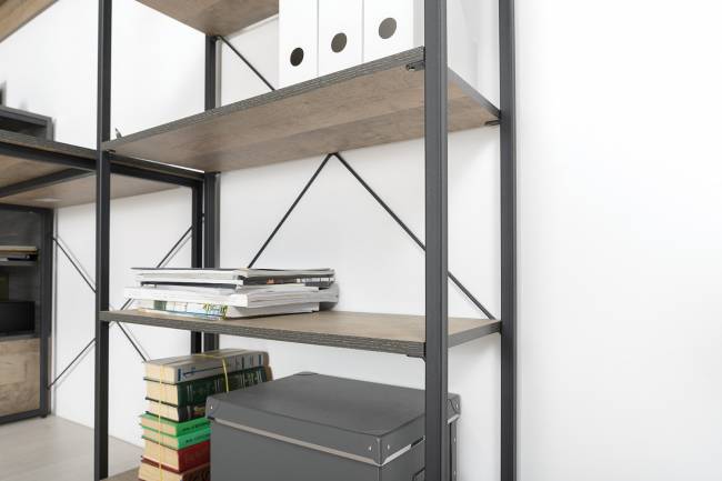 Открытый стеллаж с полками и комод с ящиками Трувор цвет дуб гранж песочный/интра Открытый стеллаж с полками и комод с ящиками Трувор цвет дуб гранж песочный/интра