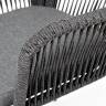 "Лион" стул плетеный из роупа, каркас из стали темно-серый (RAL7024) муар, роуп темно-серый круглый, ткань темно-серая 027