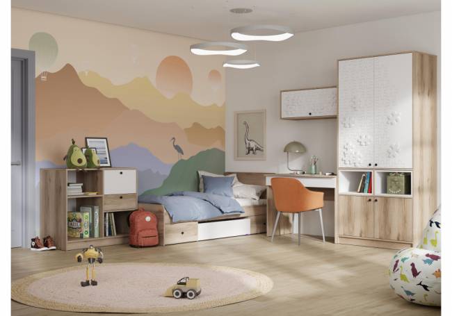 Шкаф Кинд ШК-02 супермат белый / дуб делано