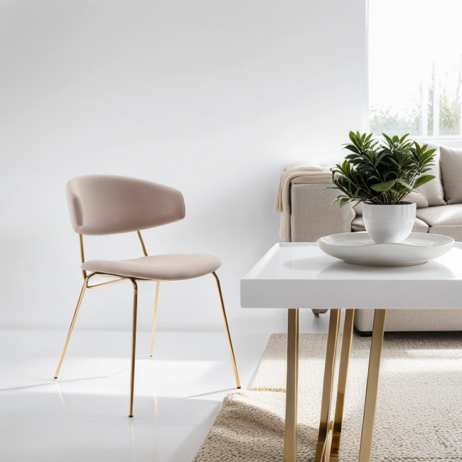 Дизайнерский стул FIT латте, основание золото