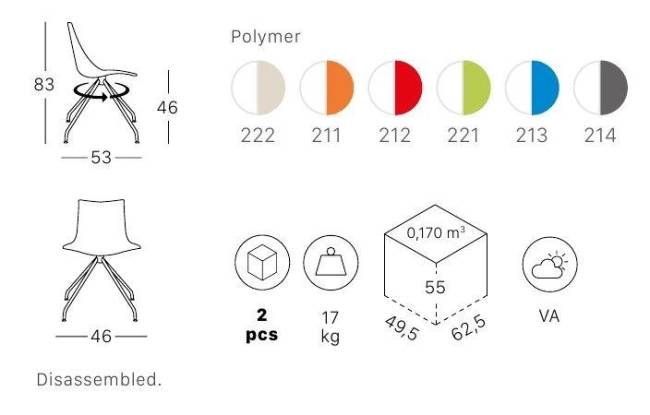 Стул пластиковый Zebra Bicolore хром, белый, оранжевый 460х530х830 мм