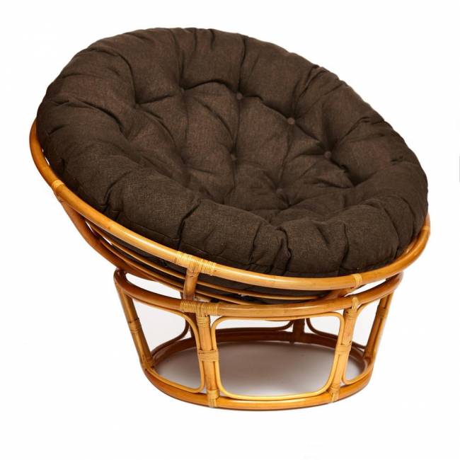 Кресло PAPASAN/ПАПАСАН 23/01 W  /с подушкой/ диаметр подушки 125 см, 115х101х104 см, Honey (мед), ткань Коричневый, 3М7-147
