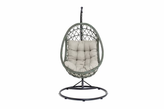 "Венеция" подвесное кресло-кокон из искусственного ротанга, цвет серый с бежевой подушкой "Венеция" подвесное кресло-кокон из искусственного ротанга, цвет серый с бежевой подушкой