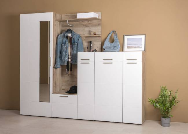 Комод Лайн 13.121 цвет дуб крафт серый/фасады МДФ белый глянец