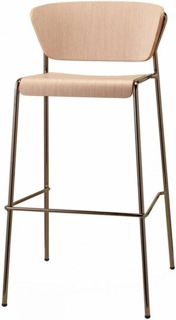 Стул барный Lisa Wood черный глянцевый никель, беленый бук 500х500х990 мм