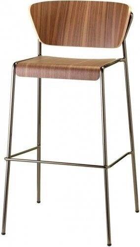 Стул барный Lisa Wood черный глянцевый никель, орех 500х500х990 мм