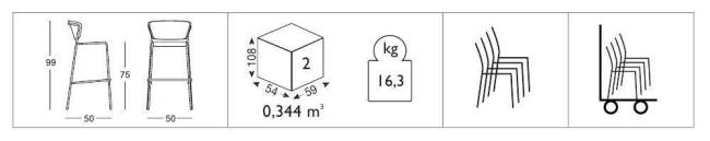 Стул барный Lisa Wood черный глянцевый никель, орех 500х500х990 мм