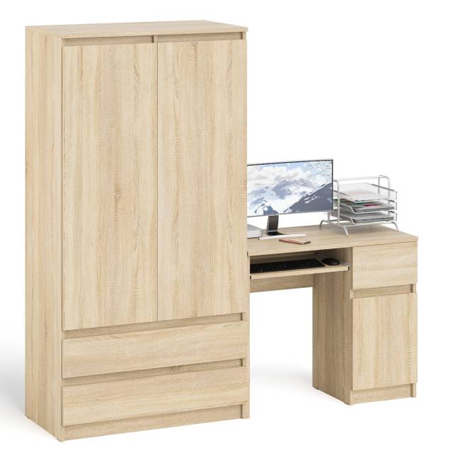 Шкаф-комод Мори МШ900 2 ящика с компьютерным столом МС-1 правым Мори цвет дуб сонома