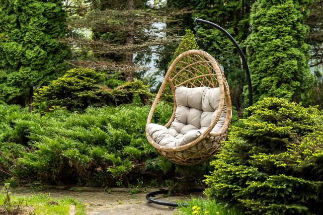 "Венеция" подвесное кресло-кокон из искусственного ротанга, цвет соломенный с бежевой подушкой "Венеция" подвесное кресло-кокон из искусственного ротанга, цвет соломенный с бежевой подушкой