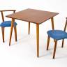 Стол Монте М 100 орех со стульями Франк орех рогожка синий