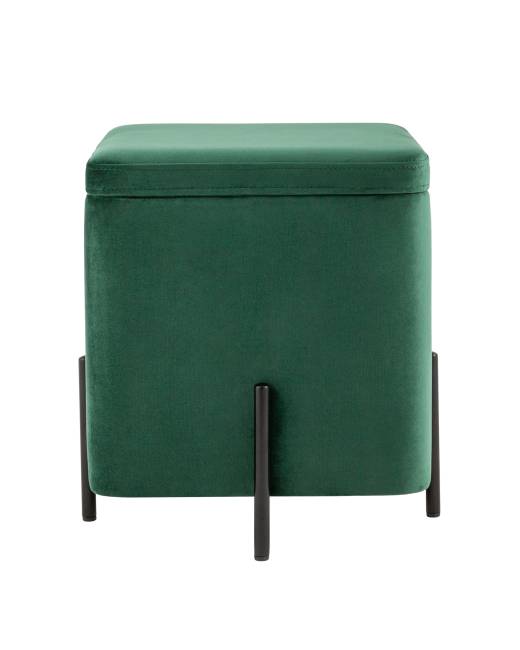 Пуф Грейс квардрат с ящиком велюр зелёный