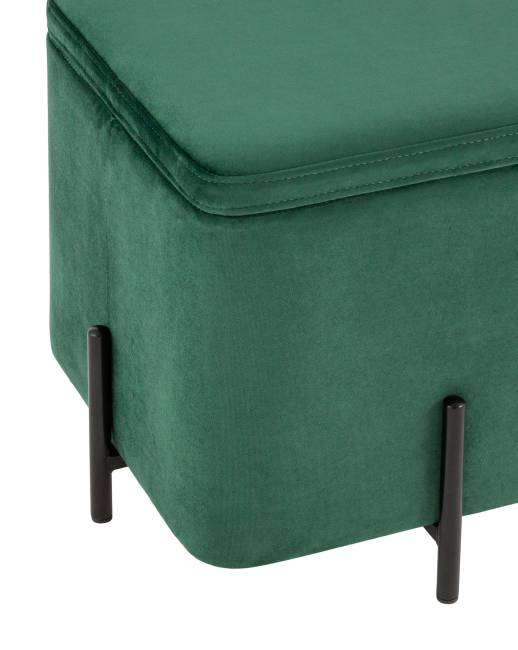 Пуф Грейс квардрат с ящиком велюр зелёный